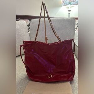 Rebecca Minkoff Zero Gravity Medium Tote Red Leather Chain Strap Shoulder Bag